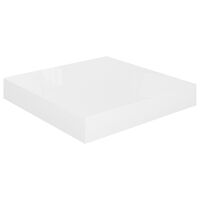 vidaXL Окачен стенен рафт, бял гланц, 23x23,5x3,8 см, МДФ