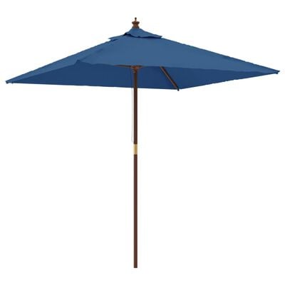 vidaXL Градински чадър с дървен прът, лазурносин, 198x198x231 см