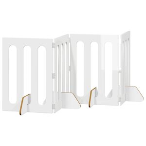 vidaXL Сгъваема ограда за домашни любимци 4 pcs Висок Гланцов Бял