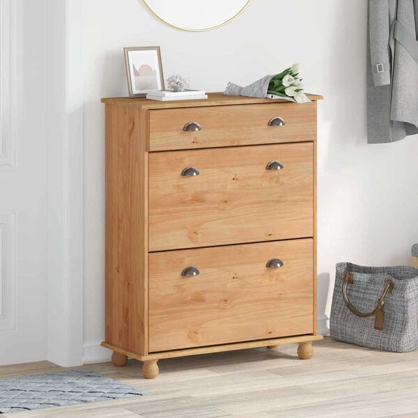 vidaXL Шкаф за обувки с чекмедже с врата ASKIM Кафяво 85 x 35 x 108 см