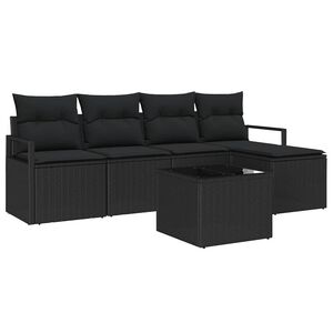 vidaXL Комплект дивани 6 бр. Черно полиратан