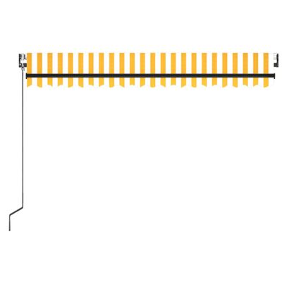 vidaXL Автоматичен сенник LED сензор за вятър 450x350 см жълто/бяло