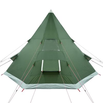 vidaXL Къмпинг палатка типи, 4-местна, зелена, водоустойчива
