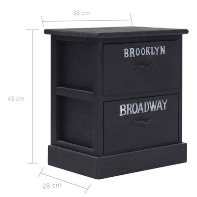vidaXL Нощни шкафчета, 2 бр, черни, 38x28x45 см, дърво от пауловния