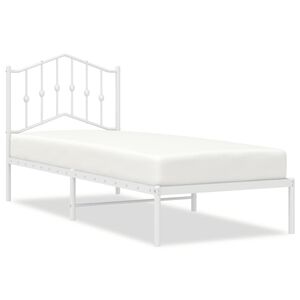 vidaXL Метална рамка за легло, без матрак, с табла, бяла, 75x190 см