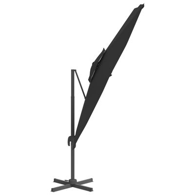 vidaXL Конзолен чадър с двоен покрив, черен, 400x300 см