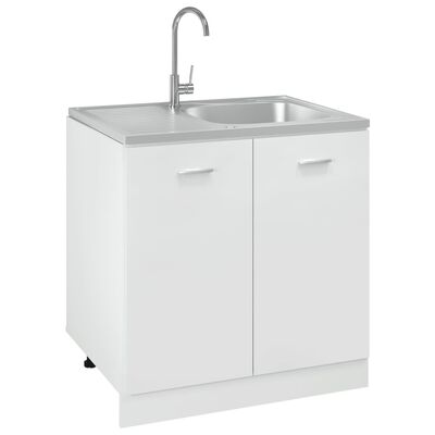 vidaXL Кухненска мивка с отцедник, сребристо, 800x600x155 мм, инокс