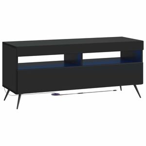 vidaXL LED телевизионен кабинет Черно Инженерна дървесина