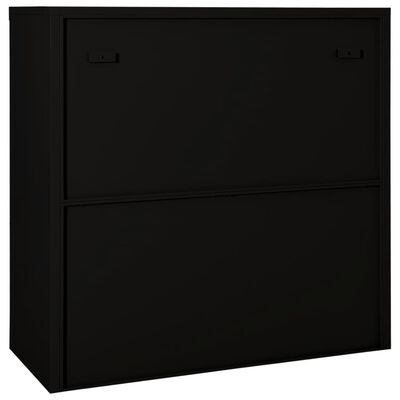 vidaXL Шкаф с плъзгаща врата, черен, 90x40x90 см, стомана