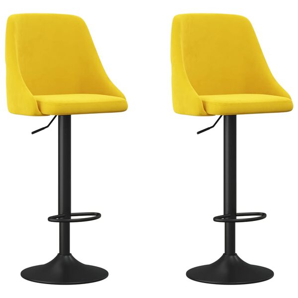 vidaXL Бар табуретки, 2 бр, горчица, кадифе