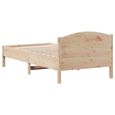 vidaXL Рамка за легло с табла, 75x190 см, борово дърво масив