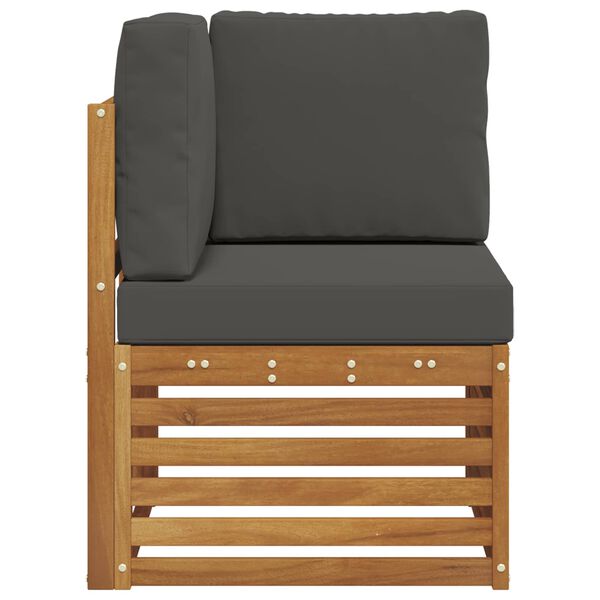 vidaXL Външен ъглов диван Солидно акациево дърво Естествен