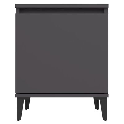 vidaXL Нощно шкафче с метални крака, сиво, 40x30x50 см