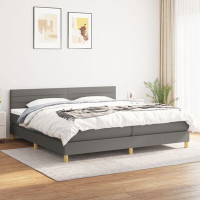 vidaXL Боксспринг легло с матрак, тъмносиво, 200x200 см, плат