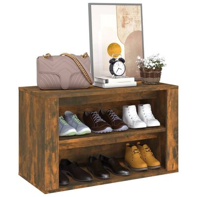vidaXL Шкаф за обувки, опушен дъб, 75x35x45 см, инженерно дърво