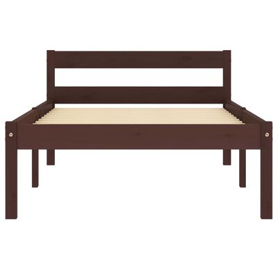 vidaXL Рамка за легло, тъмнокафява, бор масив, 100x200 см