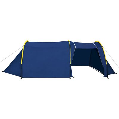 vidaXL Къмпинг палатка, 4-местна, тъмносиня/жълта