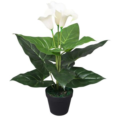 vidaXL Изкуствено растение кала със саксия, 45 см, бяло