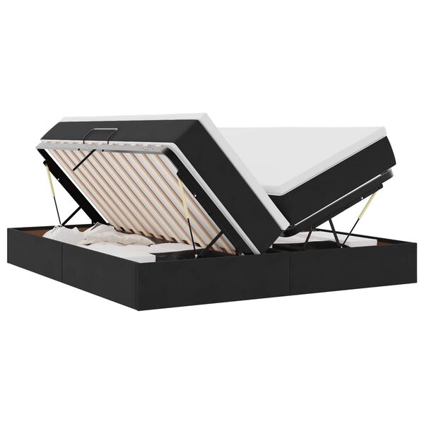 vidaXL Легло с място за съхранение и матрак Черно 200 x 200 cm Кадифе