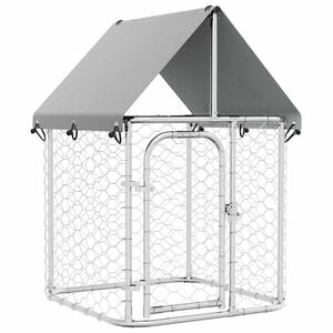 vidaXL Дворна клетка за кучета с покрив, 100x100x150 см