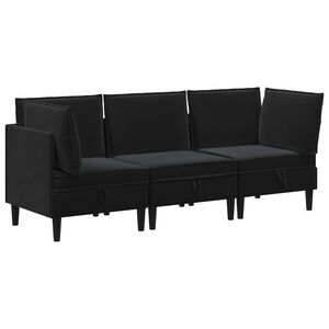 vidaXL Комплект мебели за всекидневна 3 бр. Черно Кадифе