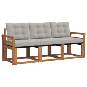 vidaXL Комплект дивани за открито 3 pcs Естествено и светло сиво