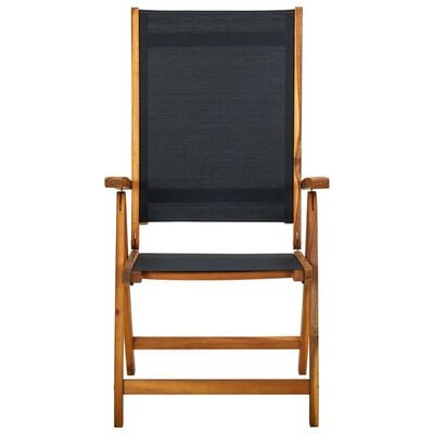 vidaXL Сгъваеми градински столове, 6 бр, акация масив и textilene