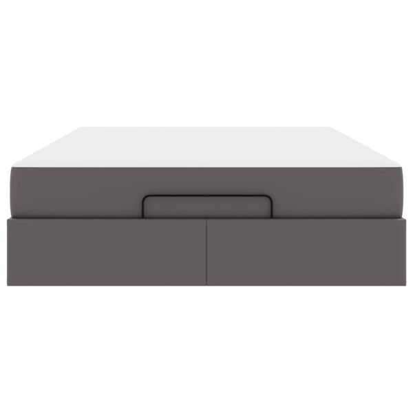 vidaXL Рамка за легло с матрак с матрак 2 pcs Сив ПВЦ