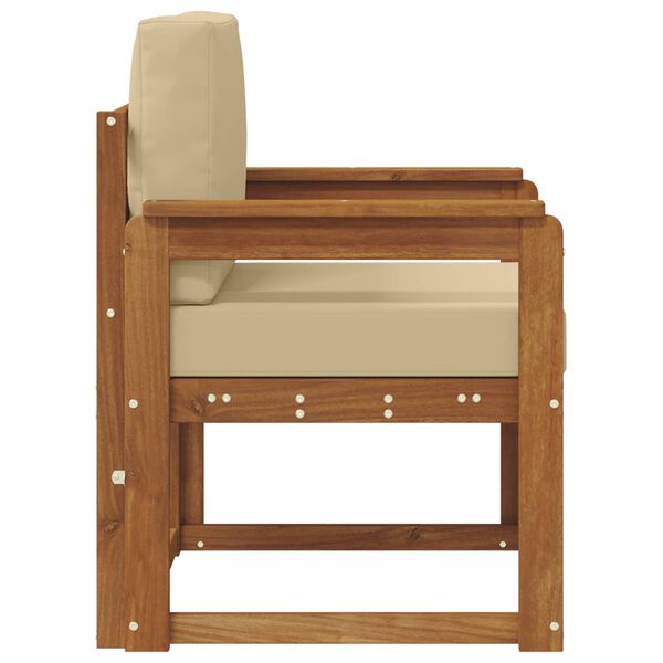 vidaXL Външен диван Солидно акациево дърво и полиестер Естествен