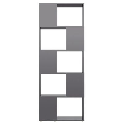 vidaXL Библиотека/разделител за стая, сив гланц, 60x24x155 см