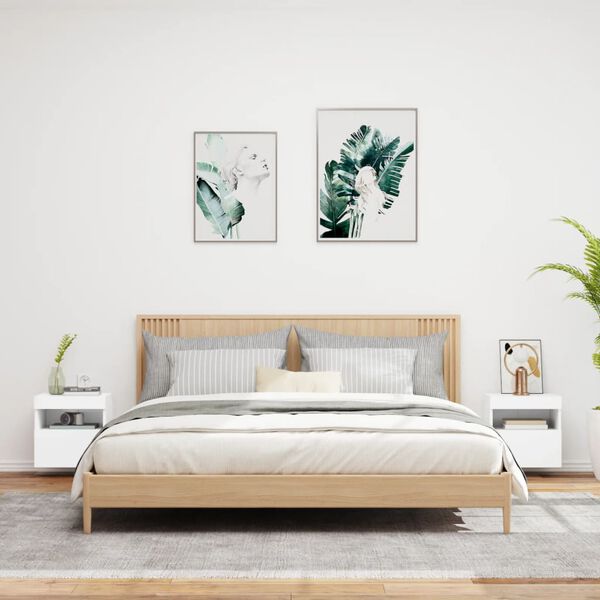 vidaXL Стенни ТВ шкафове с LED осветление, 2 бр, бели, 40x30x40 см