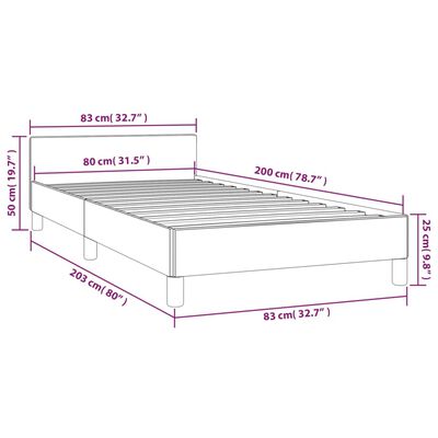 vidaXL Рамка за легло с табла, сива, 80x200 см, изкуствена кожа