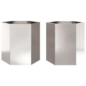 vidaXL Градински кашпи 2 бр шестоъгълна 46x40x45см неръждаема стомана