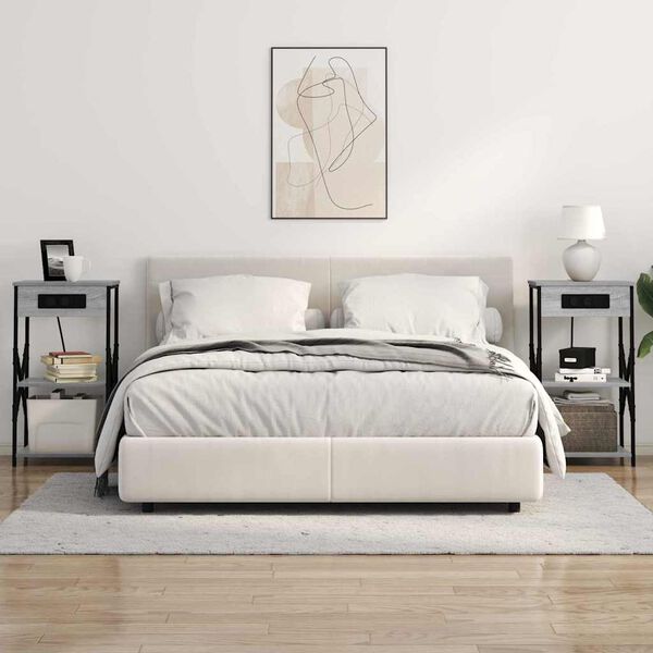 vidaXL Нощен шкаф с рафт Сив Сонома 41 x 31 x 76 см Инженерно дърво