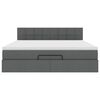 vidaXL Османска легло с матрак и LED, тъмносиво, 160x200 см, плат