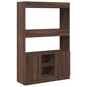 vidaXL Висок шкаф, кафяв дъб, 92x33x140 см, инженерно дърво