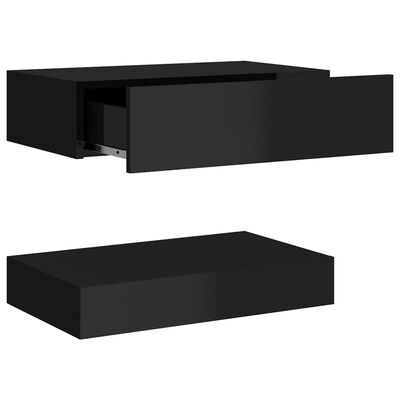 vidaXL Нощно шкафче, черен гланц, 60x35 см, ПДЧ