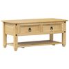vidaXL Маса за кафе с чекмеджета "Corona" 100x48x45 см бор масив