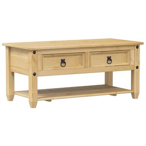vidaXL Маса за кафе с чекмеджета "Corona" 100x48x45 см бор масив