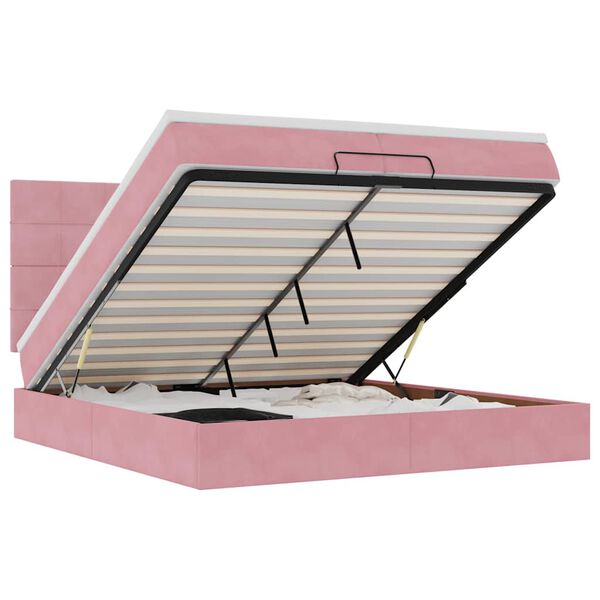 vidaXL Османска легло с матраци, розово, 200x200 см, кадифе