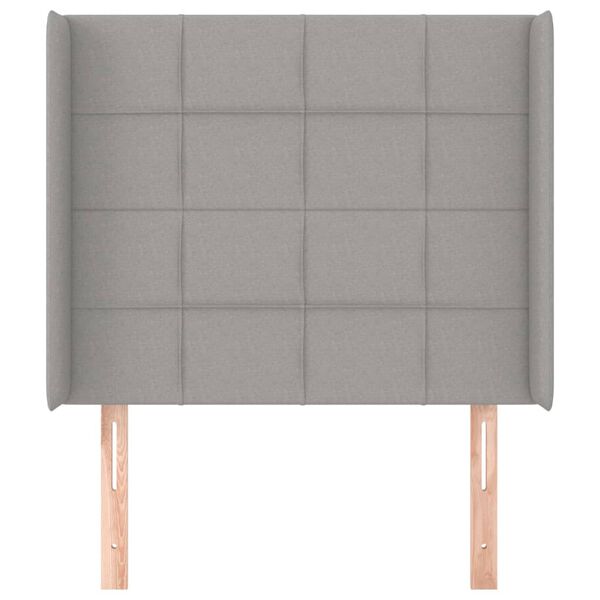 vidaXL Горна табла за легло с уши, светлосива, 83x16x118/128 см, плат