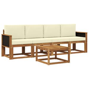 vidaXL Комплект дивани за открито 4 pcs Натурален и Крема
