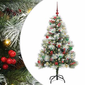 vidaXL С изкуствено коледно дърво Зелен и бял 150 cm