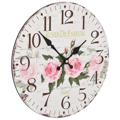 vidaXL Винтидж стенен часовник Цветя, 30 см