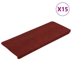 vidaXL Самозалепващи стелки за стълби, 15 бр, 65x24,5x3,5 см, червени