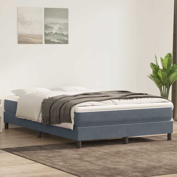 vidaXL Box Spring легло без матрак Тъмно сиво 140x210 cm Кадифе