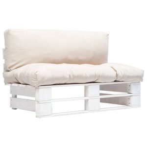 vidaXL Градински палетен диван с пясъчни възглавници, борово дърво