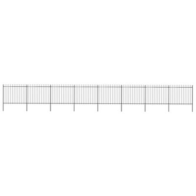 vidaXL Градинска ограда с пики, стомана, 13,6x1,5 м, черна