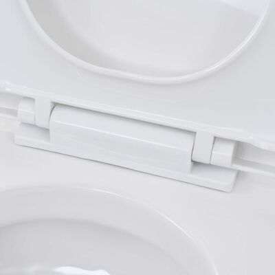 vidaXL Окачена тоалетна чиния, керамична, бяла