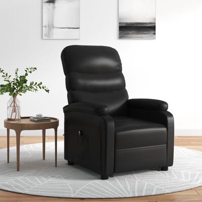 vidaXL Изправящ стол, черен, изкуствена кожа